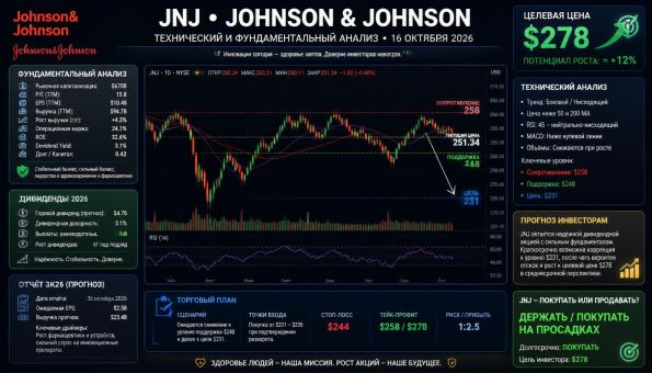 Акции Johnson & Johnson технический анализ 16 октября 2026