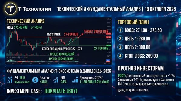 Акции Т-Технологии технический анализ 19 октября 2026