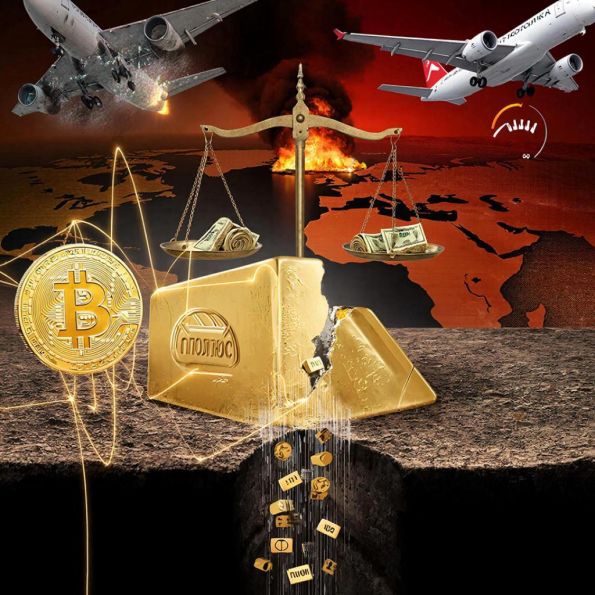 биткоин с притоками ETF, расколотый слиток Полюса, весы с арестом ЮГК, горящий Ормузский пролив