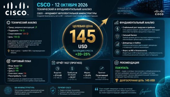 Акции Cisco Systems технический анализ 12 октября 2026 (ии)