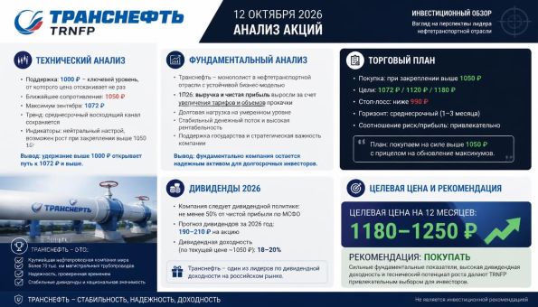 Акции Транснефть технический анализ 12 октября 2026