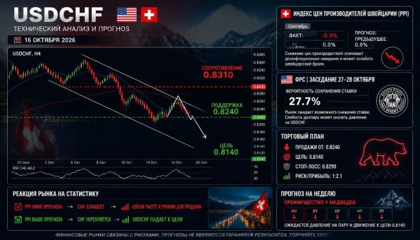USDCHF технический анализ 16 октября 2026