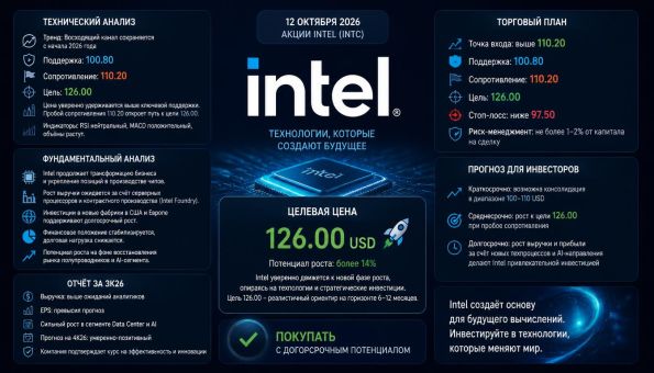 Акции Intel технический анализ 12 октября 2026 (ии)
