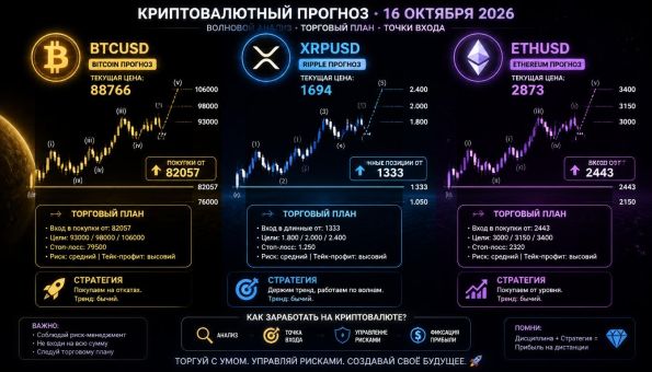 Криптовалюта волновой анализ BTCUSD XRPUSD ETHUSD 16 октября 2026