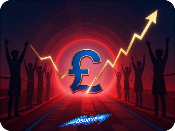 пара евро/фунт в мощном медвежьем импульсе, красные линии давления вниз, на фоне силуэтов ЕЦБ и Банка Англии с вопросительными знаками, тёмно-красный и синий градиент геополитического и монетарного напряжения, кинематографичный стиль финансовой аналитики с бликами и дымкой. сгенерировано ии